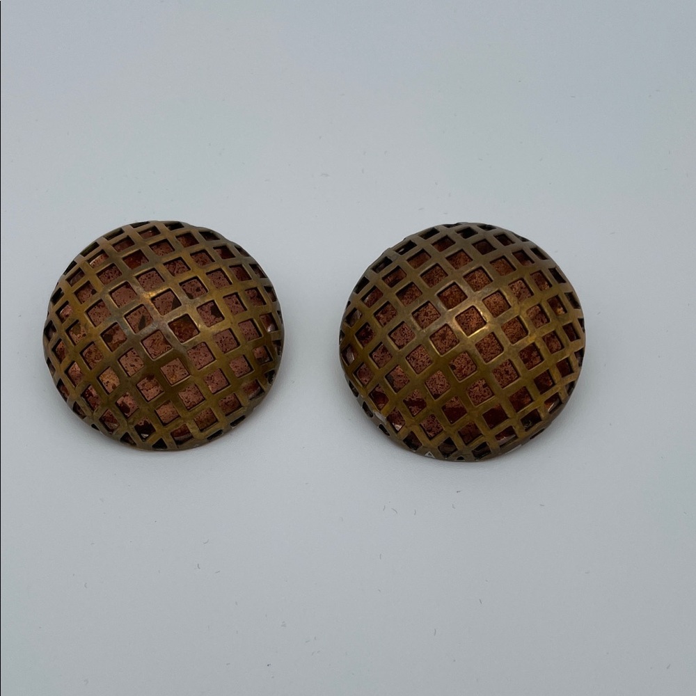 Robert Lee Morris Lattice Design Dome Vintage Earrings 1.25” Rare
